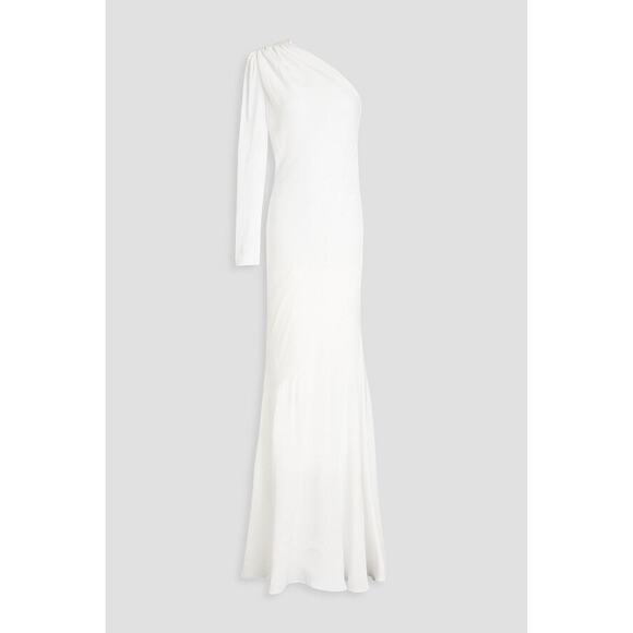 Rebecca Vallance White Blume‎ One-sleeve Crepe Gown Dress Size 8/ US 4 NEW NWT - Picture 3 of 12